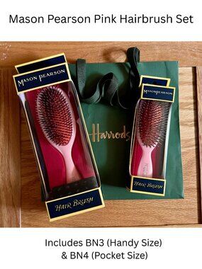 Mason Pearson Pink Hairbrush Set: Includes BN3 & BN4 Boar & Nylon Bristle